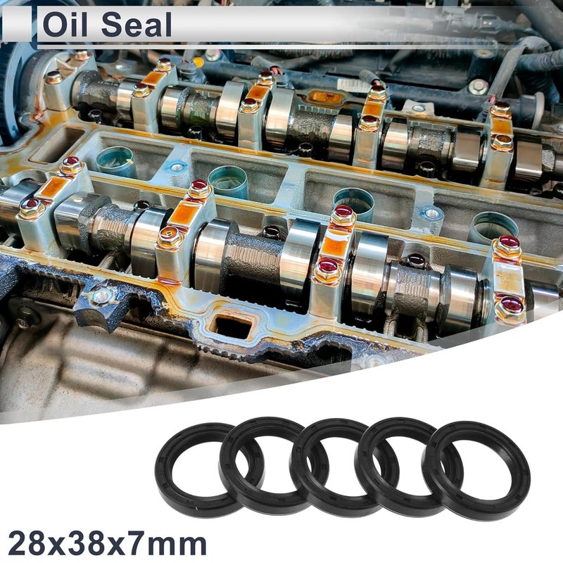 RATCHROLL خاتم ختم الزيت TC حلقة ختم عمود دوار 28x38x7 مم ضغط عالي مطاط نيتريل أسود 5 قطع - Image 2